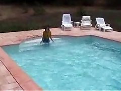 Marjorie is getting raw in her pool - outdoor