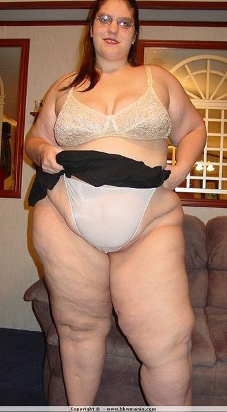 Big butt BBW brunette strips to white panties