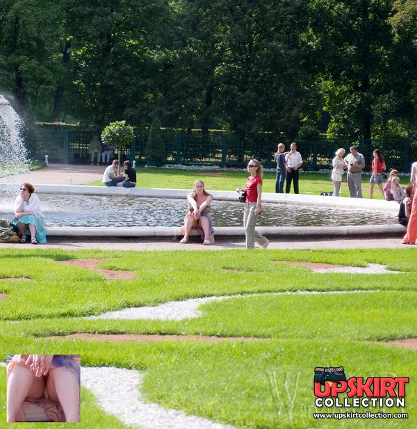 Voyeur Upskirt Public Fountain - Exciting voyeur upskirt compilation