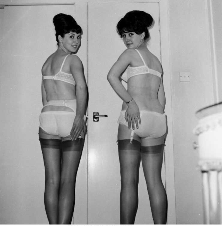 Retro Panty Porn - Retro lingerie pictures featuring pretty gals pose in bras, panties and  sheer stockings very willingly