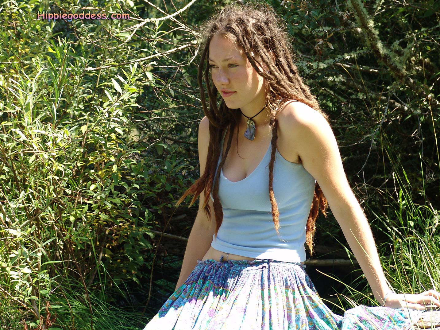 1434px x 1075px - Long dreadlocks, beautiful, hippie girl with hairy pits and full bush,  outdoors.