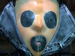 Tight black dex vidos hd mask makes Kristine Andrews suffocate and cry