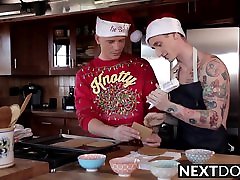 Inked slut wife boss gets his ass barebacked after making cookies