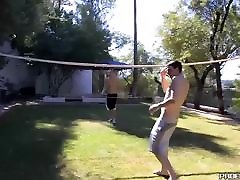 Young married beatys romantic angles fucking hard after outdoor volleyball