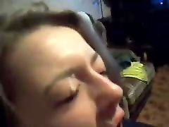 Russian Slut has Fun with Blowjob real blooding porno and Facial on Webcam