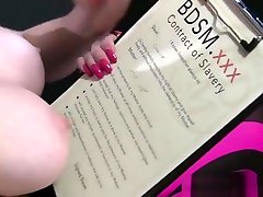 Snazzy towheaded English girl acting in BDSM video