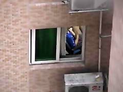 Horny Chinese gets caught wanking from window