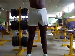 Hot daddy with a hard cock masturbates at the gym