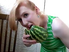 Trans girl fucks a watermelon