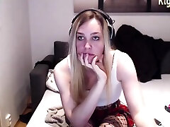 Slim European Blonde Tgirl In Fishnet Pantyhose Her Sexy erotic alison tayler Legs On Webcam