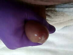 Cut circumcised hand job wank oil glove cumshot