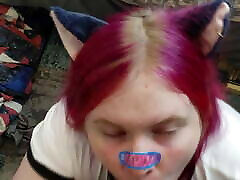 Cute Catgirl BBW Tranny Gets Cumshot from BBC Shemale POV