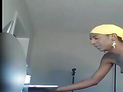 Black Trans Girl Working from Home Naked