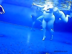Voyeur cam flick of a bunch of naked people in pool