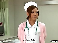 Super-sexy Japanese nurse gets creampied after being toughly p