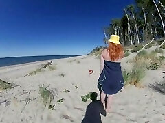 STRANGERS CUM IN MY SWIMSUIT Underpants ON PUBLIC BEACH! Risky Ample Tits Red Hairy Pussy MILF GINGER ALE