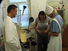Snatch examination turned into hardcore foursome in the hospital