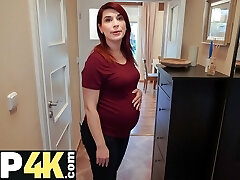 DEBT4k. Bank agent gives pregnant MILF delay in exchange for prompt sex