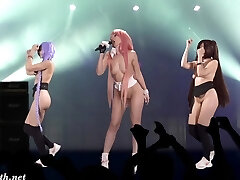Nude Singer on stage. Virtual Reality