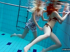 Zealous Katrin Bulbul enjoys underwater naked swimming with hot girl