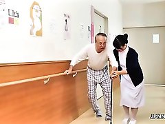 Cute asian nurse gets her tits rubbed part1
